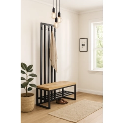 Ławka Metalowa Z Wieszakiem Loft Siedzisko Drewno Lite Dąb LM-82 Rozmiary od 50 cm do 200 cm
